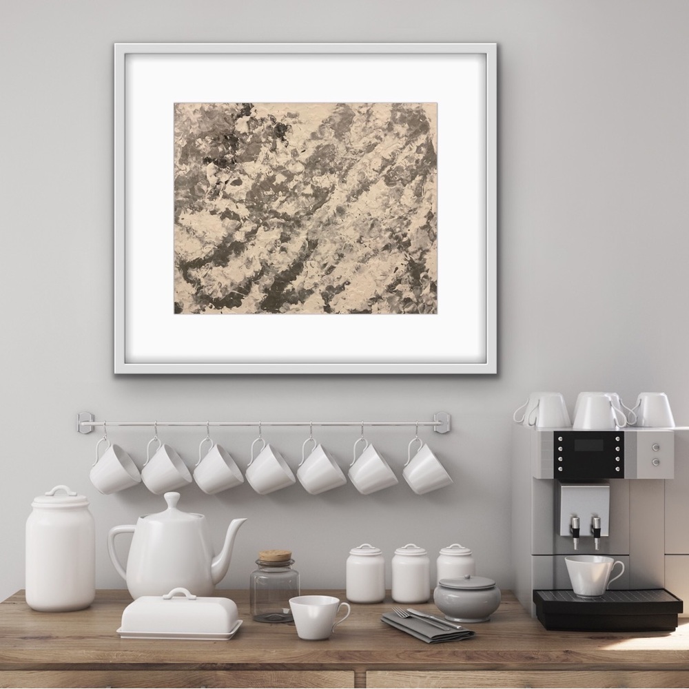 Abstract art Mostly Marble silver 16 x 20 original artwork signed by artist